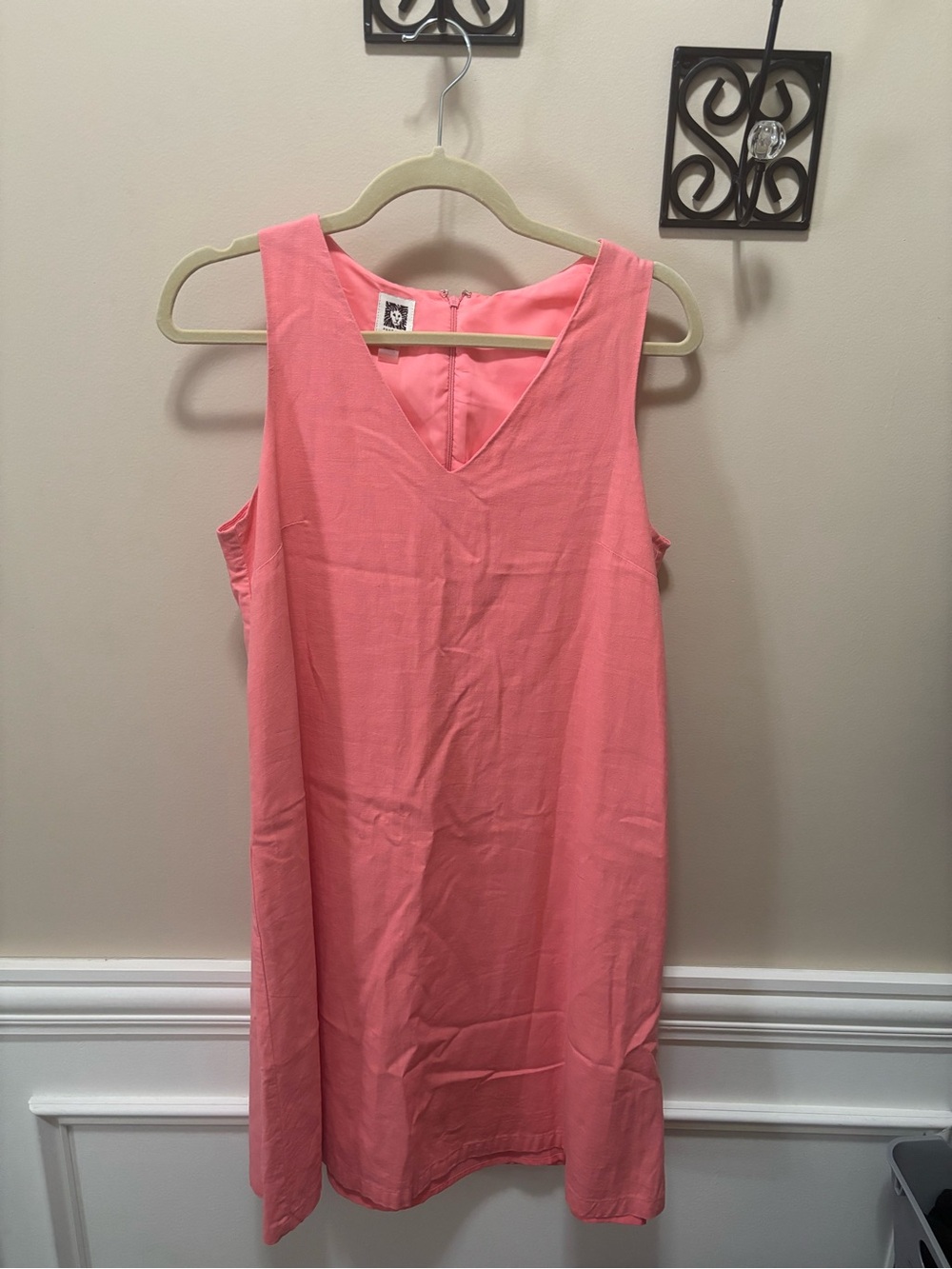 Anne Klein Coral Sleeveless V-Neck Shift Dress
